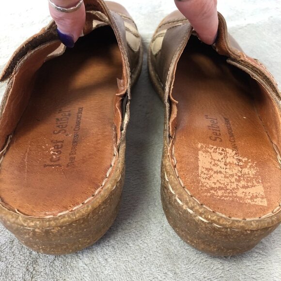 Josef Seibel Brown Leather Slip On Mules Size 38 (7.5 US) - Picture 15 of 16